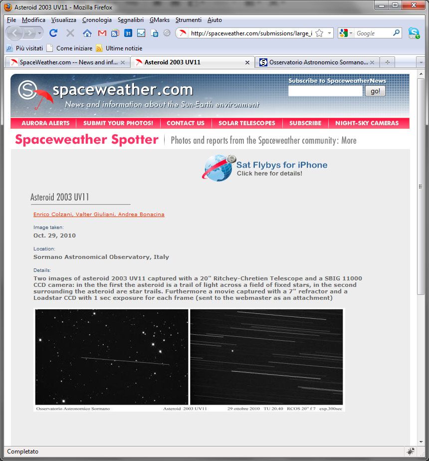Spaceweather Asteroide 2003 UV11