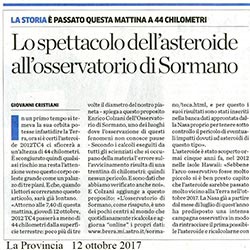 La Provincia di Como, Ottobre 2017