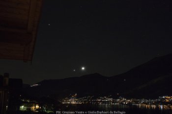 Luna Venere Giove con paesaggio